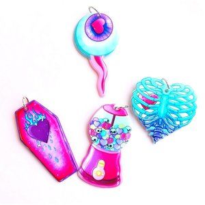 Roller Skates Gothic Skull Candy Shoe Charms
